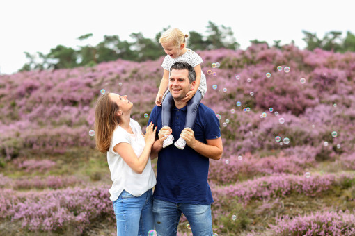 Gezinsfotografie, fotografie op de hei, familiefotografie, kinderfotografie